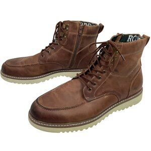Rodd & Gunn Moc Toe Mens 11 Leather Work Boots Brown Lace-Up